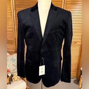 Mens NWT H&M Navy Velvet Blazer